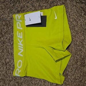 NWT Nike pro dri fit neon green biker shorts